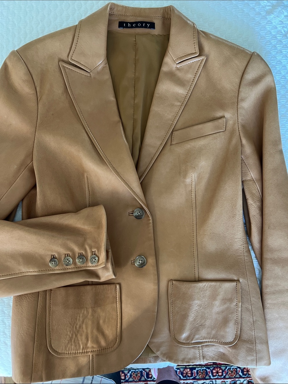 Theory Tan Leather Blazer Jacket
